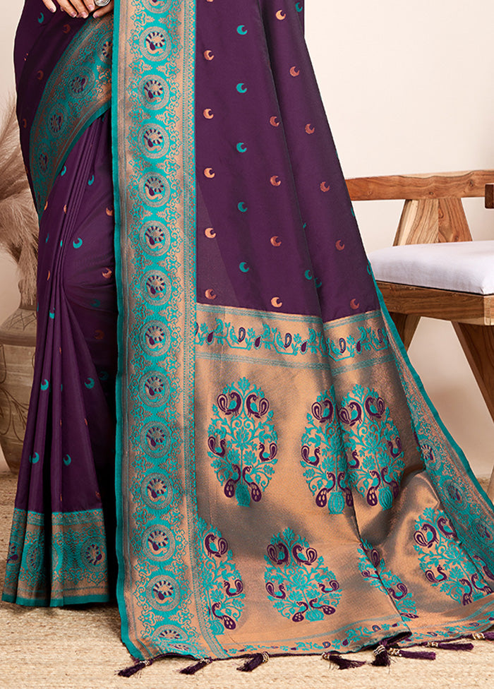 Purple Spun Silk Saree With Blouse Piece Free Shipping Clearance