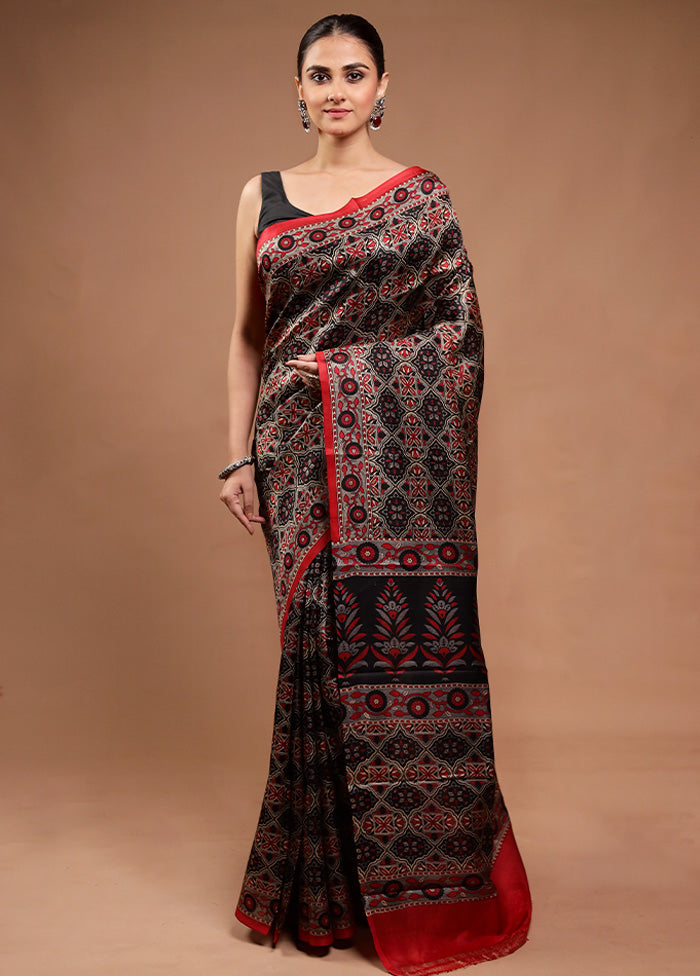 Black Printed Pure Silk Saree Without Blouse Piece Buy Cheap Tumblr