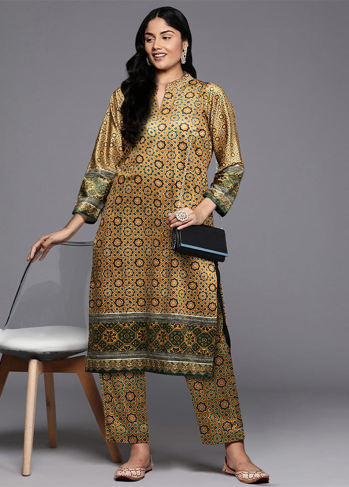 2 Pc Mustard Readymade Velvet Kurti Set Cheap Sale Discounts