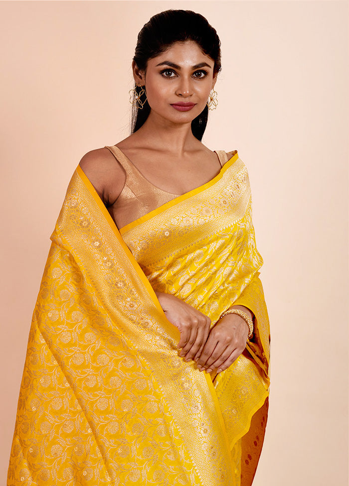 Yellow Dupion Silk Saree With Blouse Piece Clearance Nicekicks