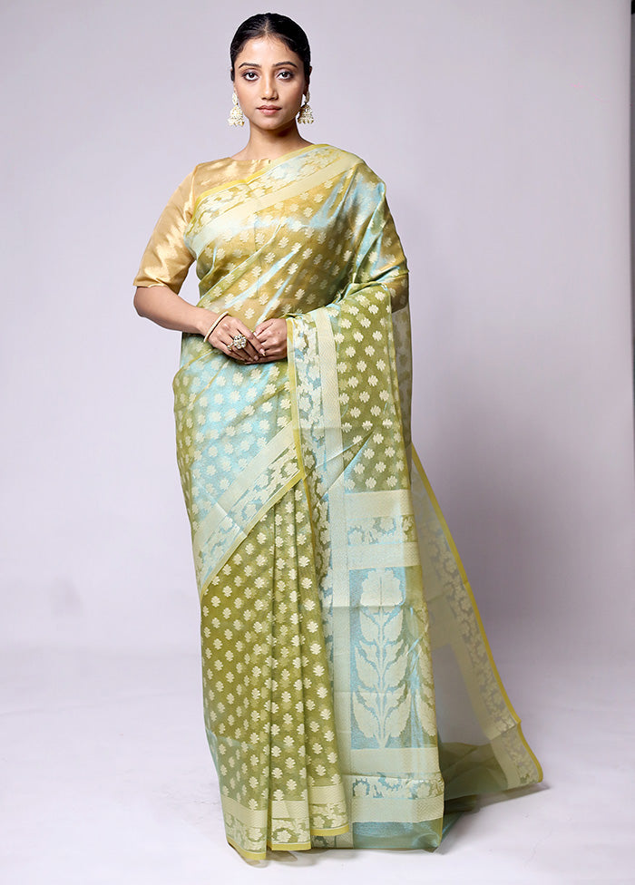 Green Tissue Silk Saree With Blouse Piece Outlet Buy