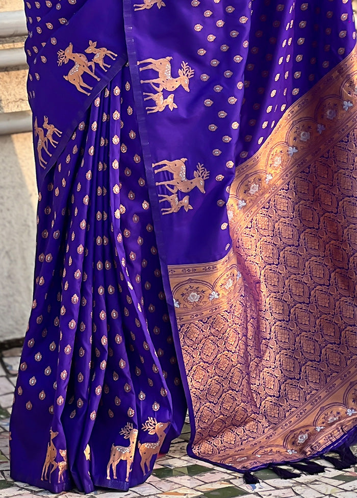 Voilet Spun Silk Saree With Blouse Piece Clearance Low Pice