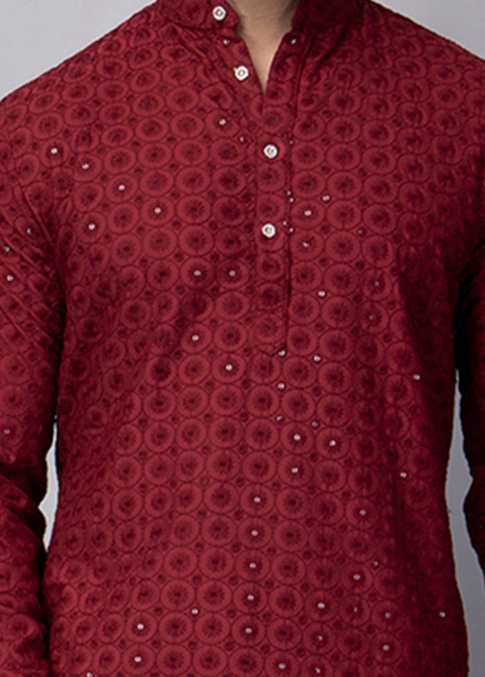 2 Pc Maroon Viscose Kurta Pajama Set Free Shipping Cheap