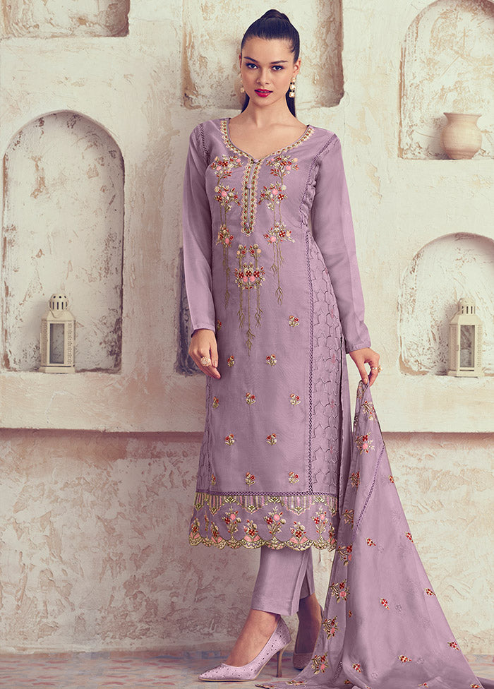 3 Pc Mauve Unstitched Net Suit Set Wide Range Of Sale Online