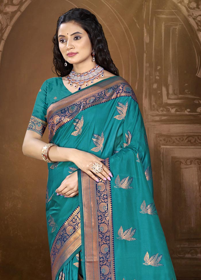 Sky Blue Dupion Silk Saree With Blouse Piece Official For Sale