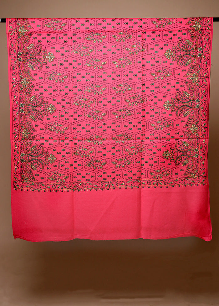 Pink Butta Work With Zari Woven Border Shawl Cheap Sale From China