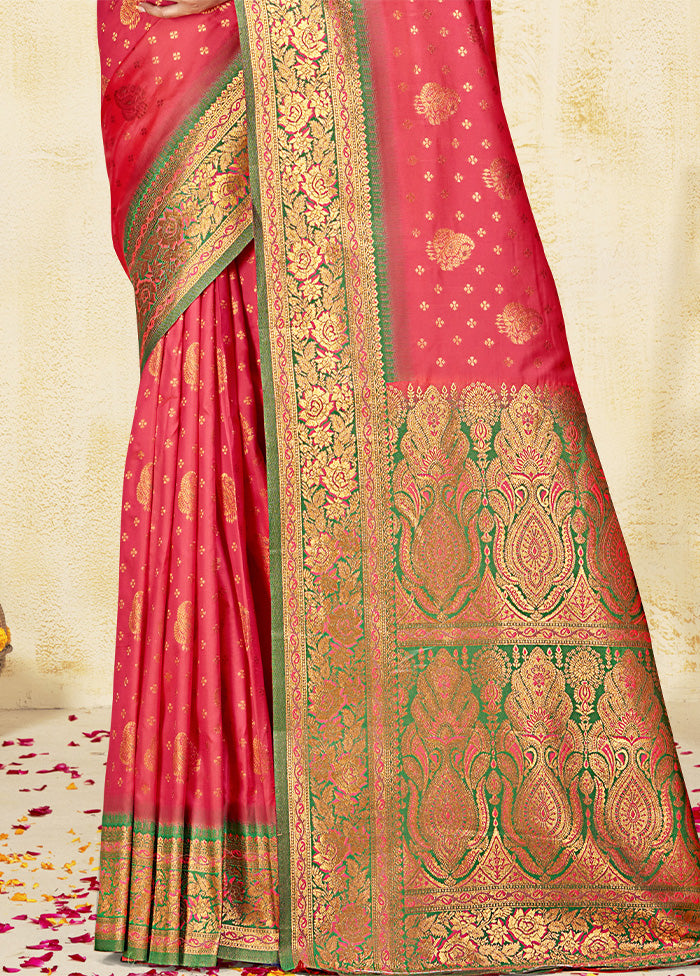 Pink Dupion Silk Saree With Blouse Piece Clearance Fashionable