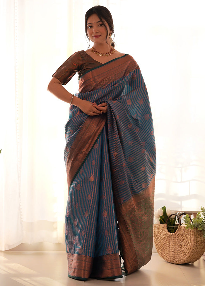 Blue Kanjivaram Silk Saree With Blouse Piece Discount Nicekicks