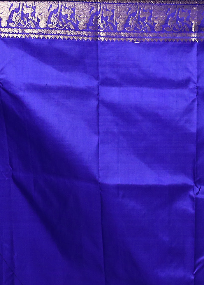 Blue Handloom Baluchari Pure Silk Saree With Blouse Piece 2025 Sale Online