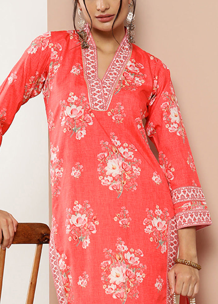 2 Pc Red Readymade Silk Kurti Set Outlet Order