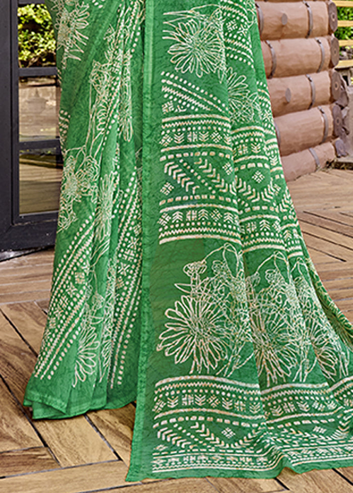 Green Georgette Saree With Blouse Piece View Cheap Pice