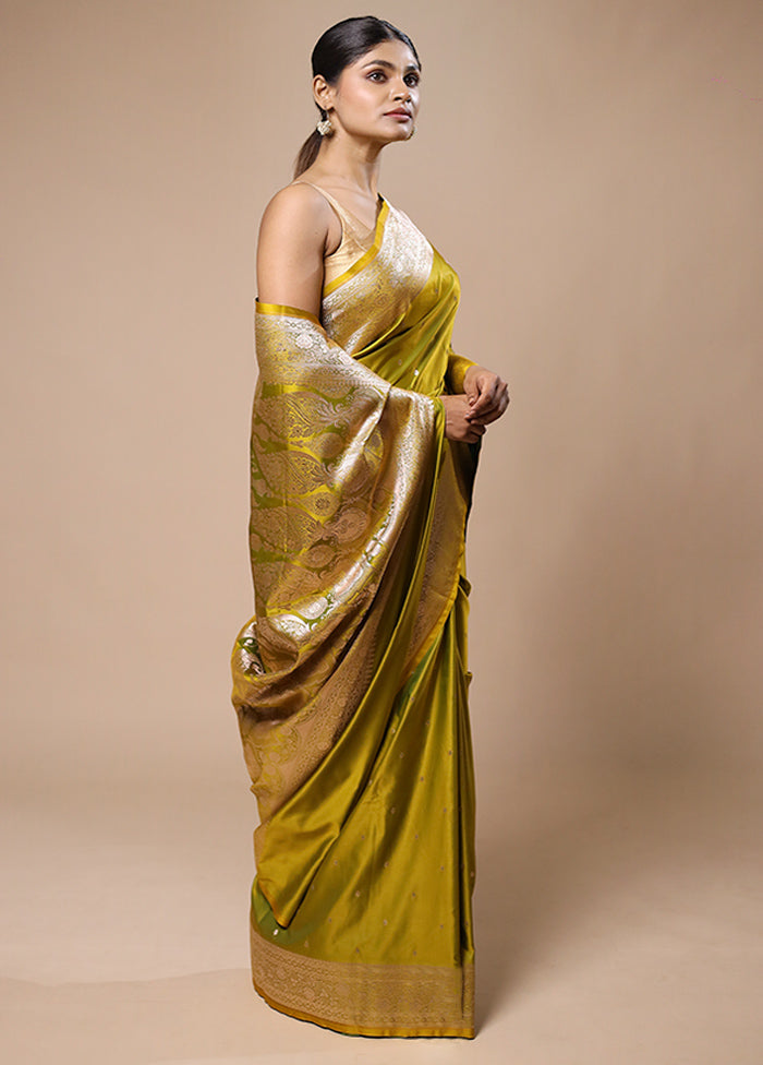 Green Katan Silk Saree With Blouse Piece Free Shipping Cost