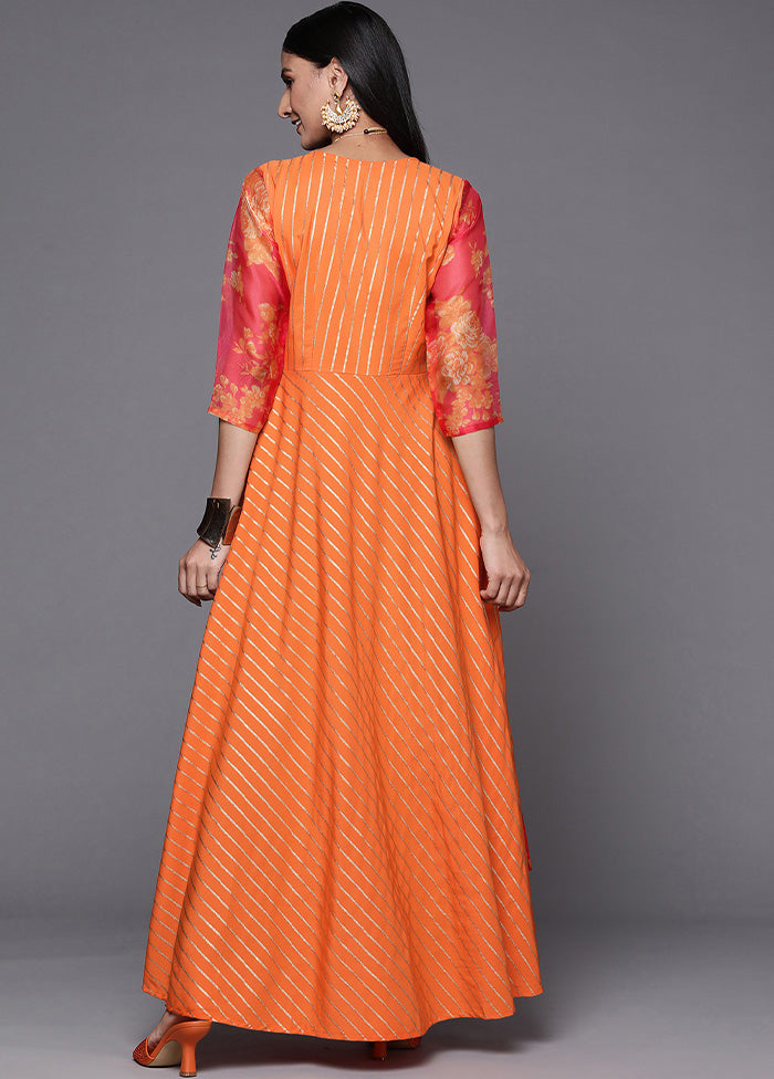 Orange Readymade Silk Indian Dress Low Pice Cheap Online