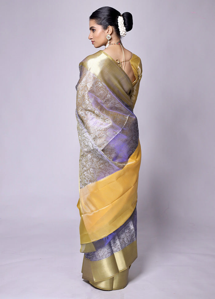 Purple Tissue Silk Saree With Blouse Piece Cheap Sale Now