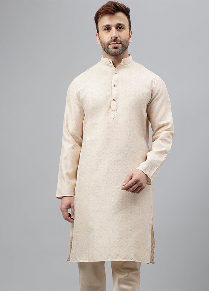 Cream Viscose Jacquard Long Kurta Buy Cheap Release Dates