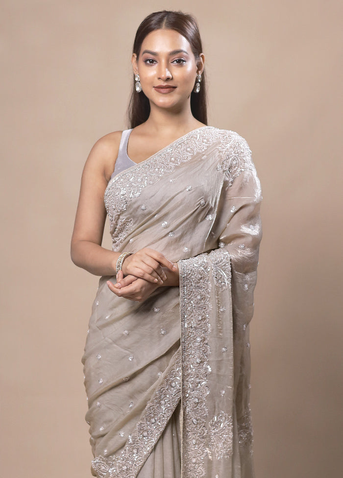 Grey Silk Saree With Blouse Piece Countdown Package Cheap Online