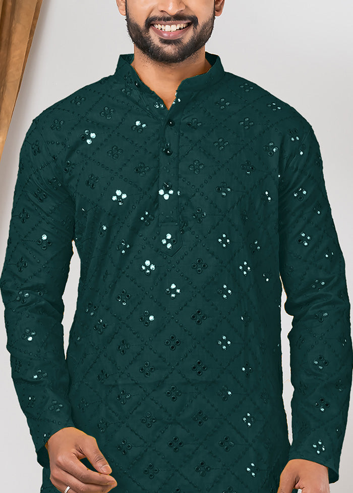 Green Cotton Kurta And Pajama Set For Sale Sale Online