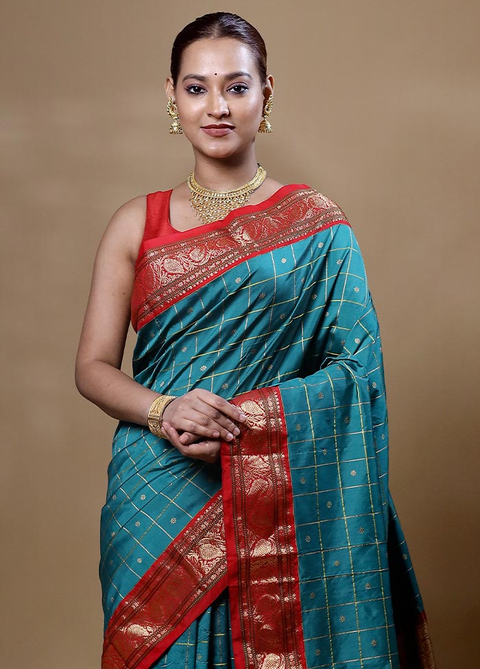 Blue Kanjivaram Silk Saree With Blouse Piece Cheap Free Shipping