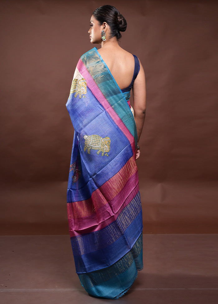 Multicolor Tussar Silk Saree With Blouse Piece Buy Cheap Visit