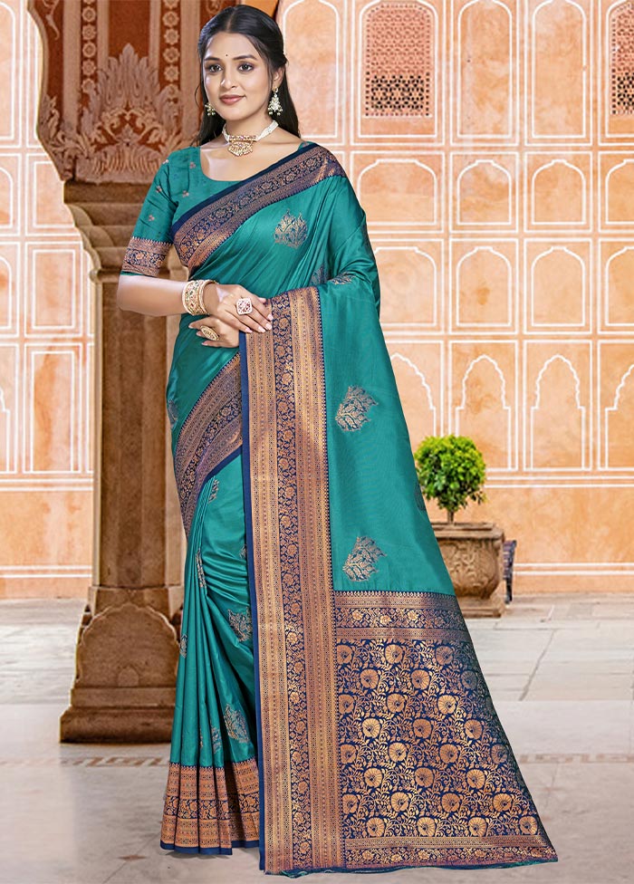 Rama Dupion Silk Saree With Blouse Piece Buy Cheap Cheap