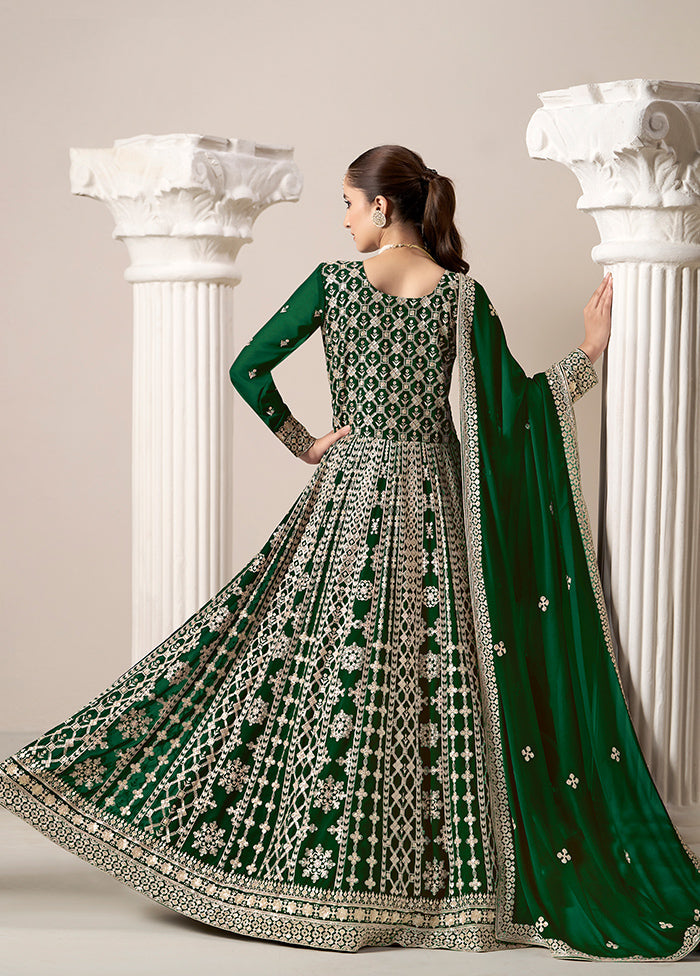 3 Pc Green Semi Stitched Georgette Suit Set Discount Shop