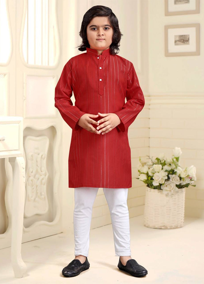 Red Pure Cotton Kurta Pajama Set Sale Shop