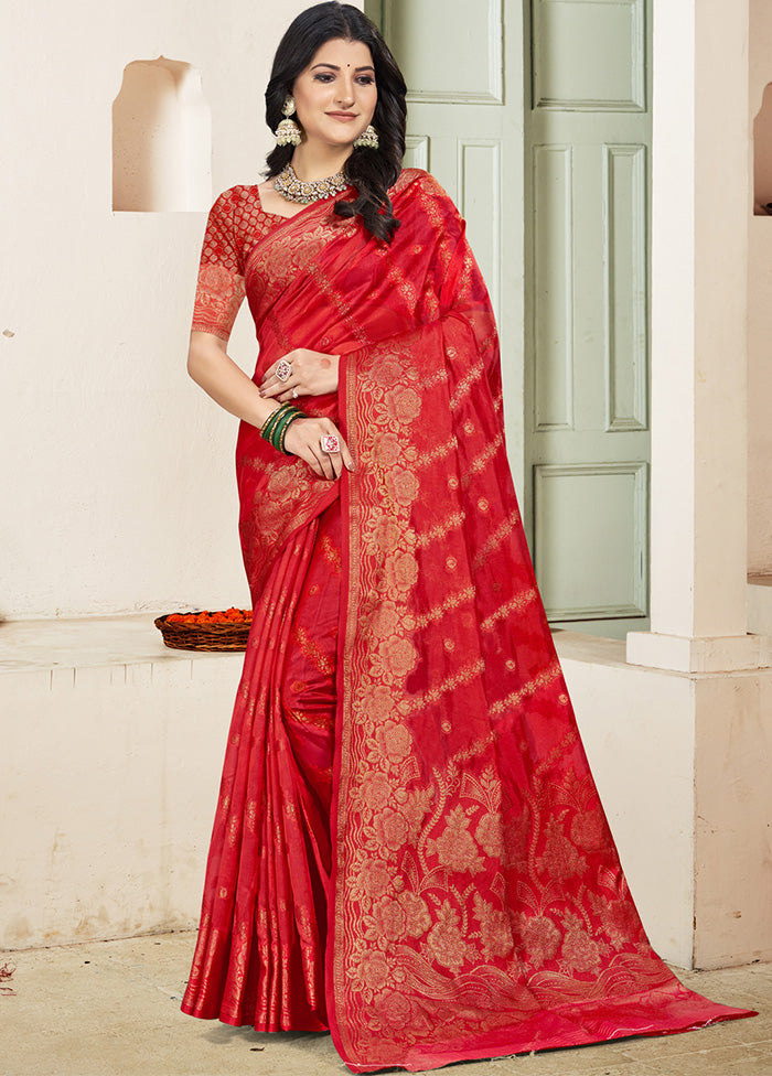 Red Spun Silk Saree With Blouse Piece Buy Cheap Pices