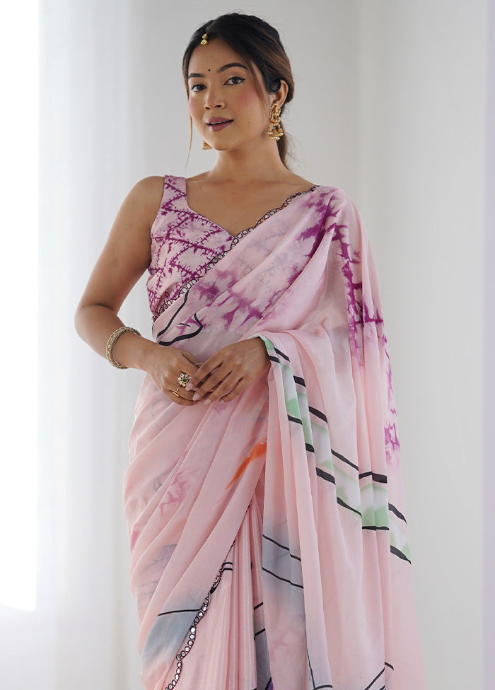 Peach Spun Silk Saree With Blouse Piece Cheap Official