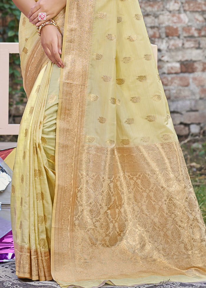 Light Yellow Spun Silk Saree With Blouse Piece Buy Cheap Huge Surprise