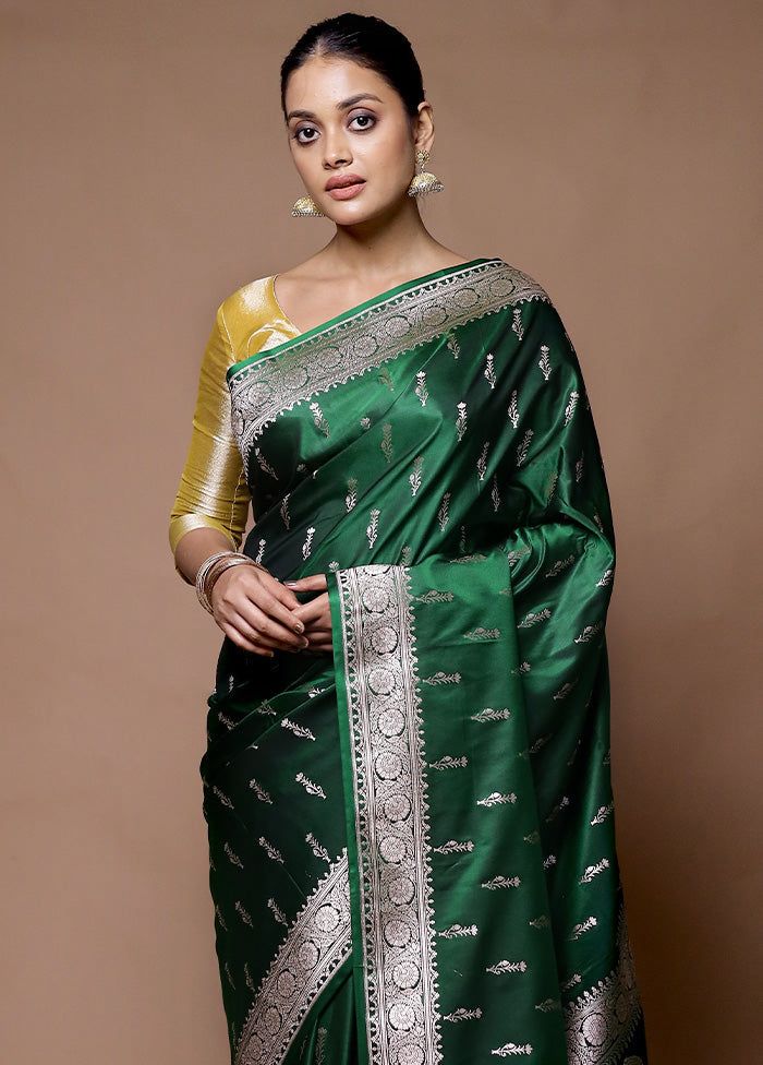 Green Katan Silk Saree With Blouse Piece Outlet Geniue Stockist