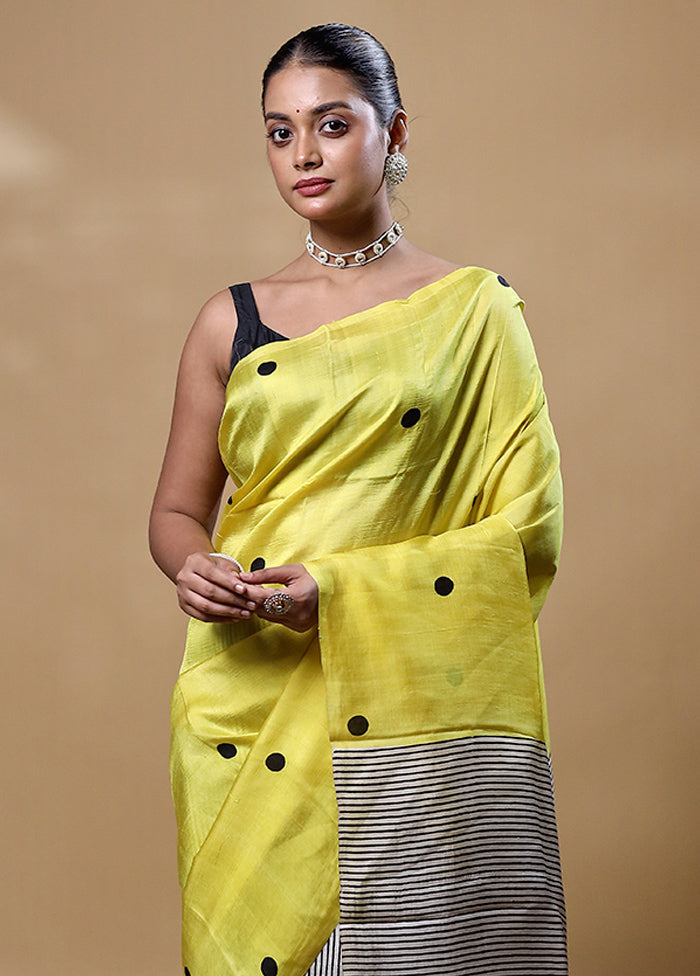 Lemon Yellow Printed Pure Silk Saree Without Blouse Piece Cheap Sale Discounts