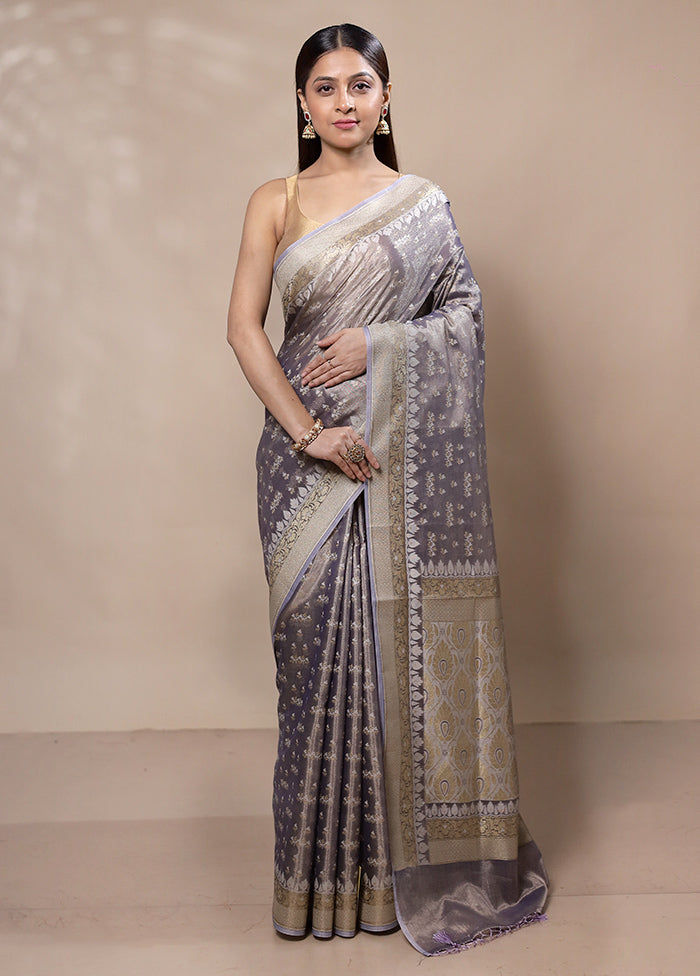 Grey Tissue Silk Saree With Blouse Piece Get To Buy For Sale