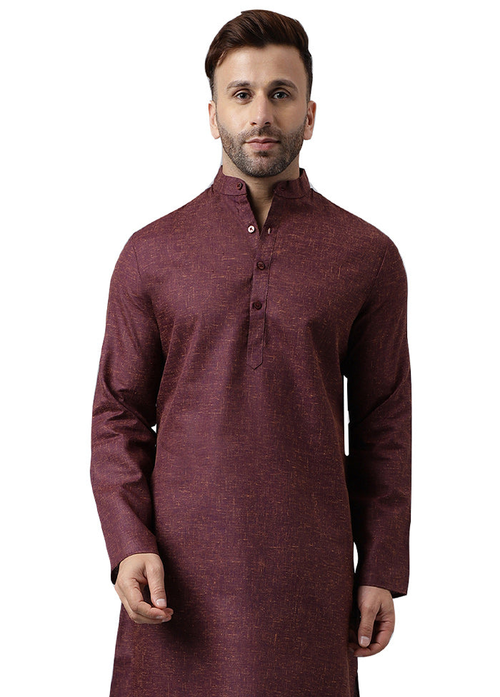 Maroon Cotton Solid Kurta Sale 2025 New