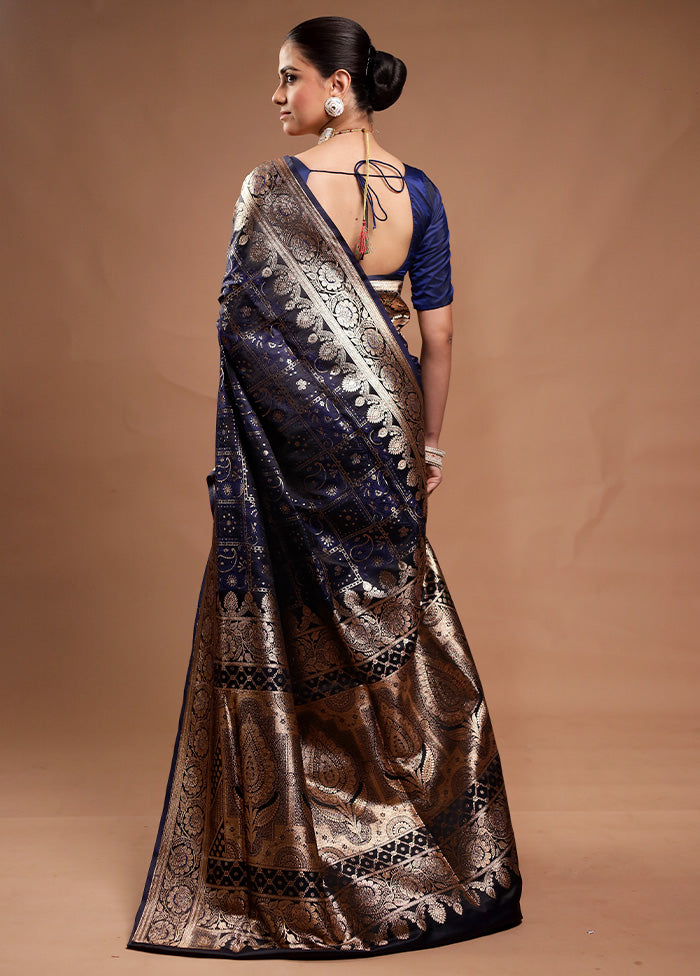 Blue Tanchoi Silk Saree With Blouse Piece From China Sale Online