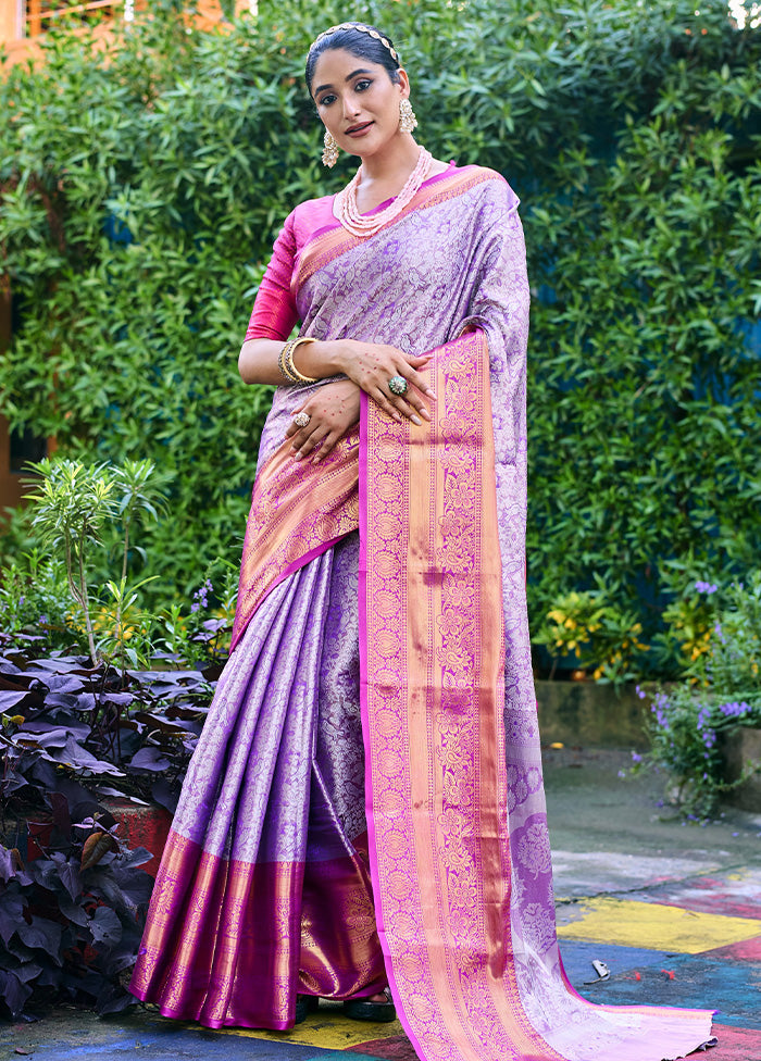 Purple Banarasi Silk Saree With Blouse Piece Buy Cheap Best Pices