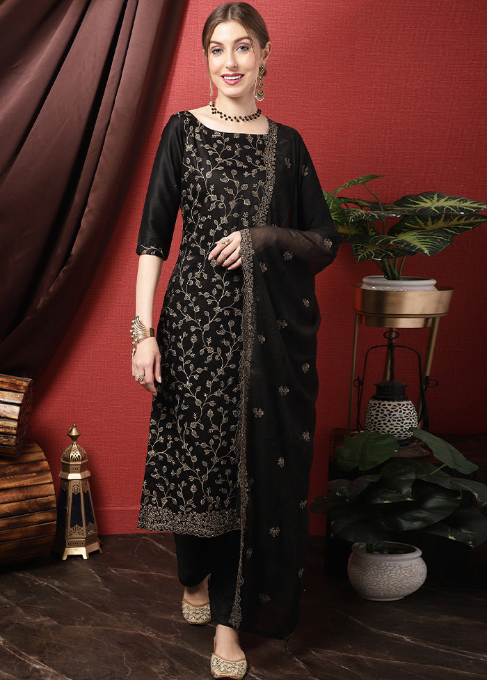 3 Pc Black Unstitched Cotton Suit Set Discount Looking For