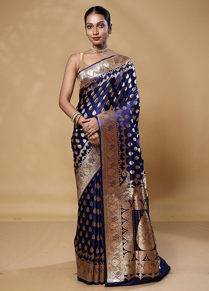 Blue Banarasi Silk Saree With Blouse Piece Cheap From China