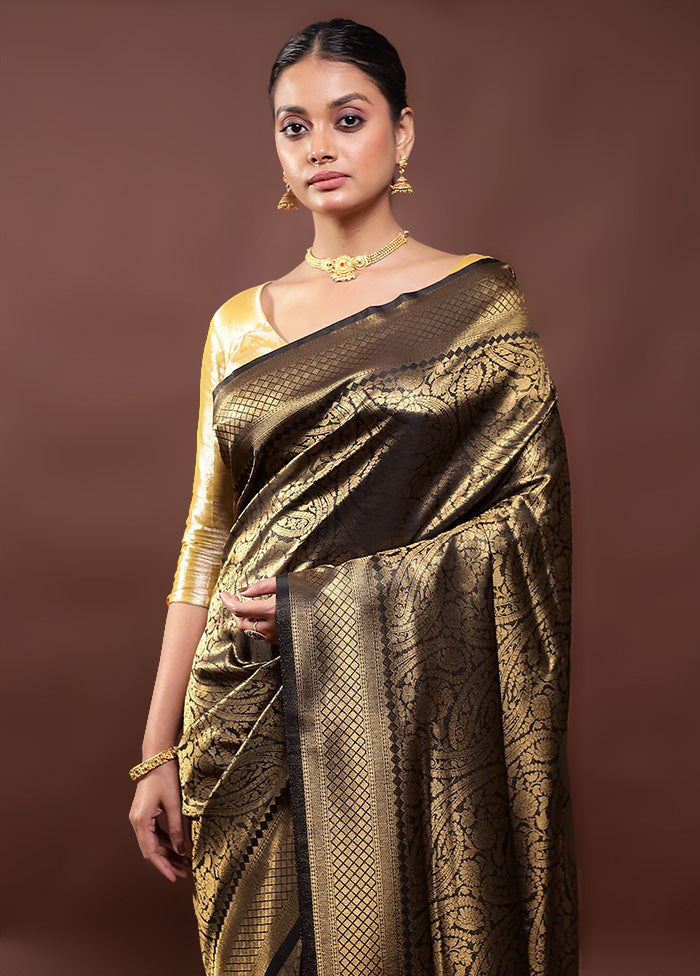 Golden Dupion Silk Saree With Blouse Piece Outlet Low Pice Fee Shipping