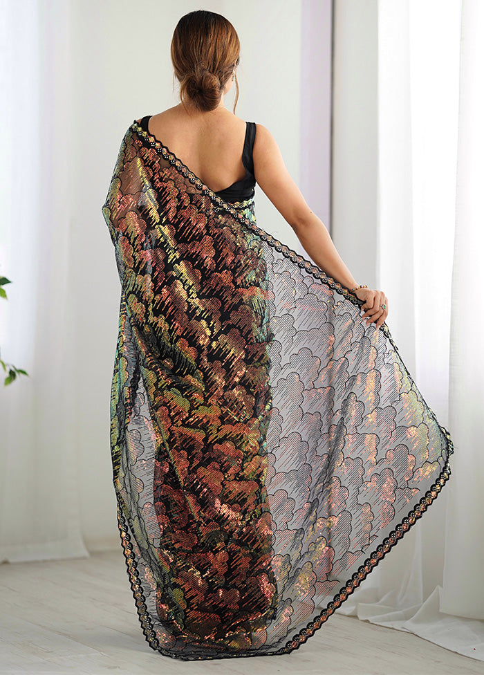 Black Net Net Saree With Blouse Piece For Sale Top Quality