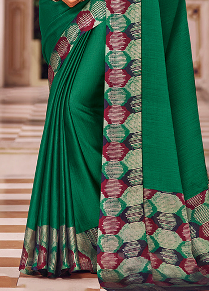 Green Chiffon Silk Saree With Blouse Piece Outlet Online