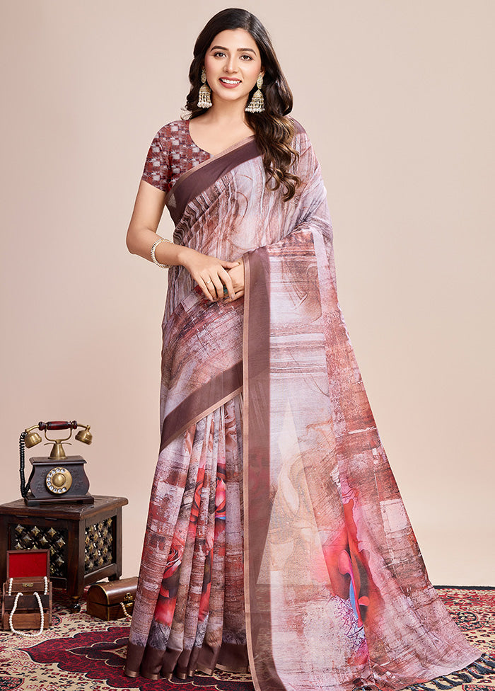 Multicolor Linen Silk Saree With Blouse Piece Shop Offer Online