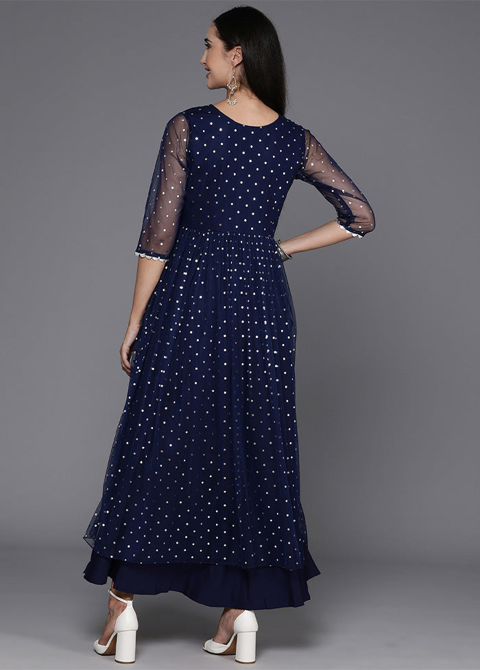 Navy Blue Readymade Net Indian Dress Sale Free Shipping