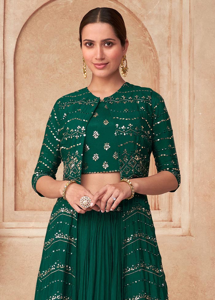 3 Pc Green Semi Stitched Silk Suit Set Discount Codes Really Cheap