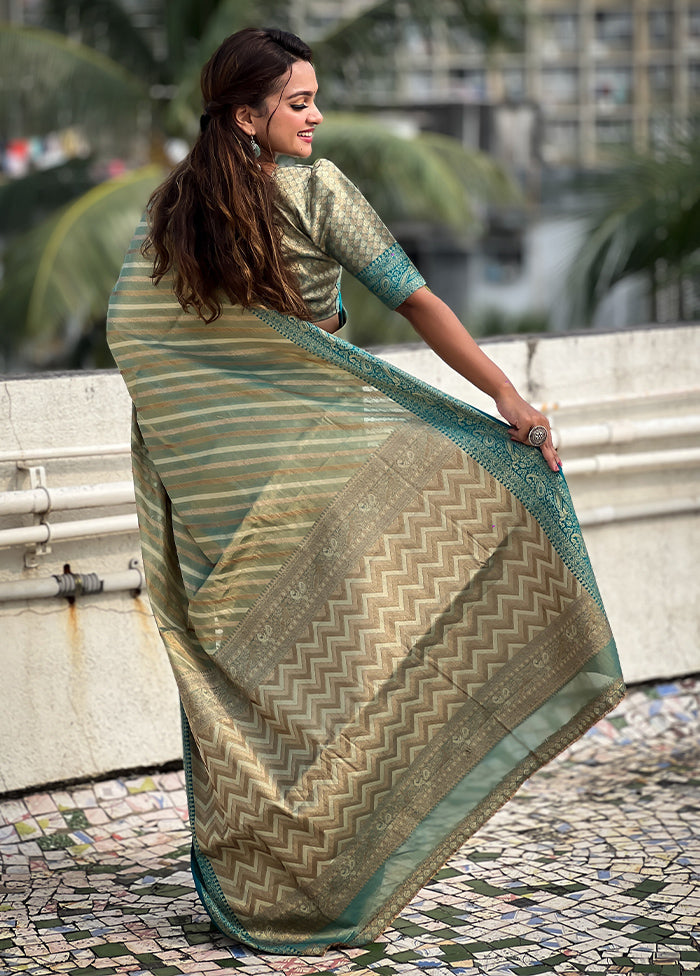 Blue Spun Silk Saree With Blouse Piece Footlocker Pictures