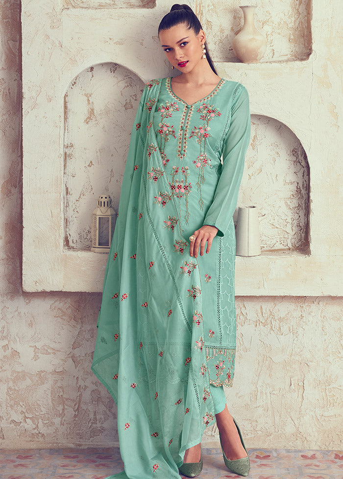 3 Pc Turquoise Unstitched Net Suit Set Sale Visa Payment