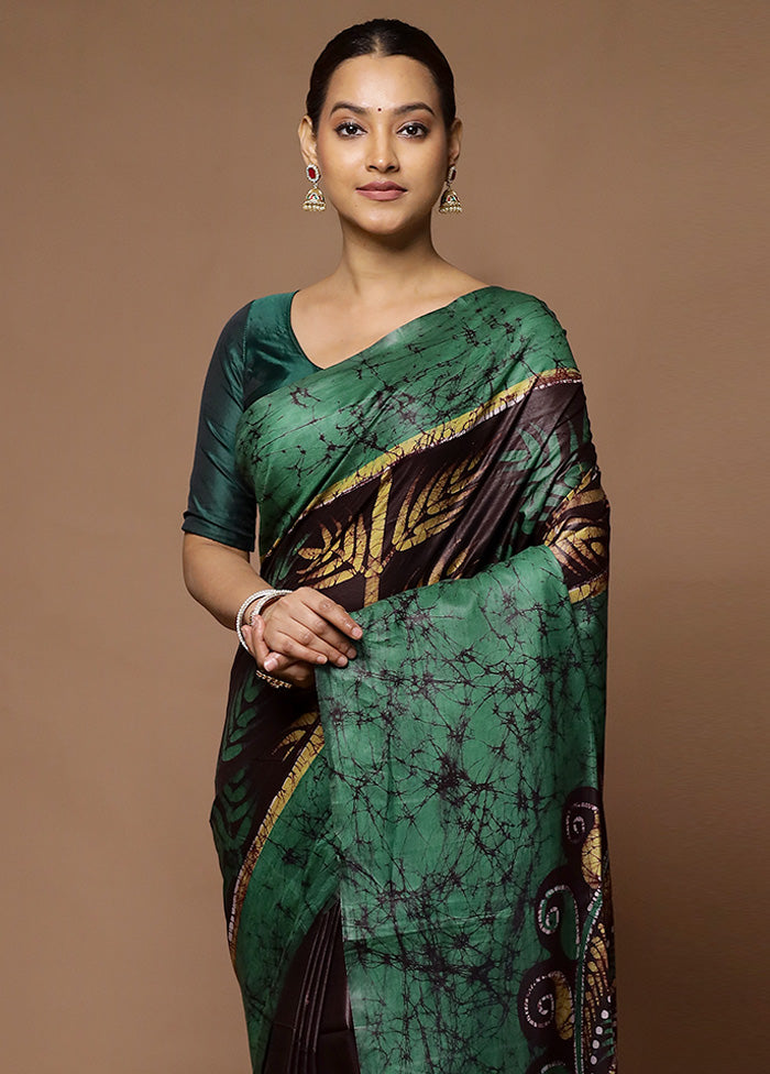 Black Printed Silk Saree Without Blouse Piece Sale Fake