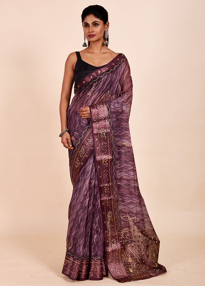 Purple Tussar Silk Saree With Blouse Piece Buy Cheap Cost