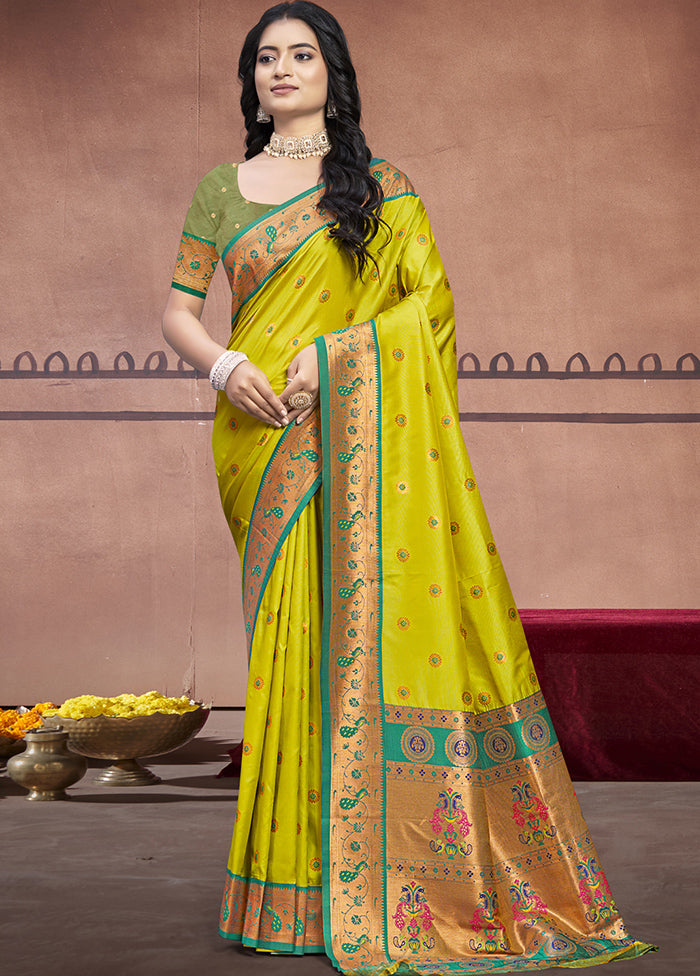 Parrot Green Dupion Silk Saree With Blouse Piece Visit Cheap Pice