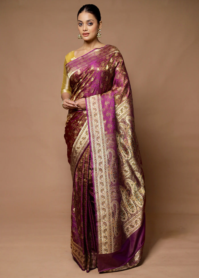 Purple Handloom Tanchoi Pure Silk Saree With Blouse Piece Eastbay Cheap Online