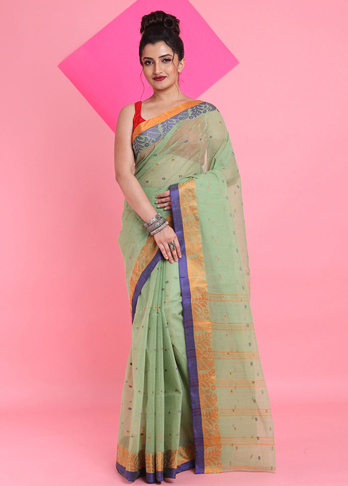 Green Cotton Woven Work Saree Without Blouse Piece From China Free Shipping Low Pice